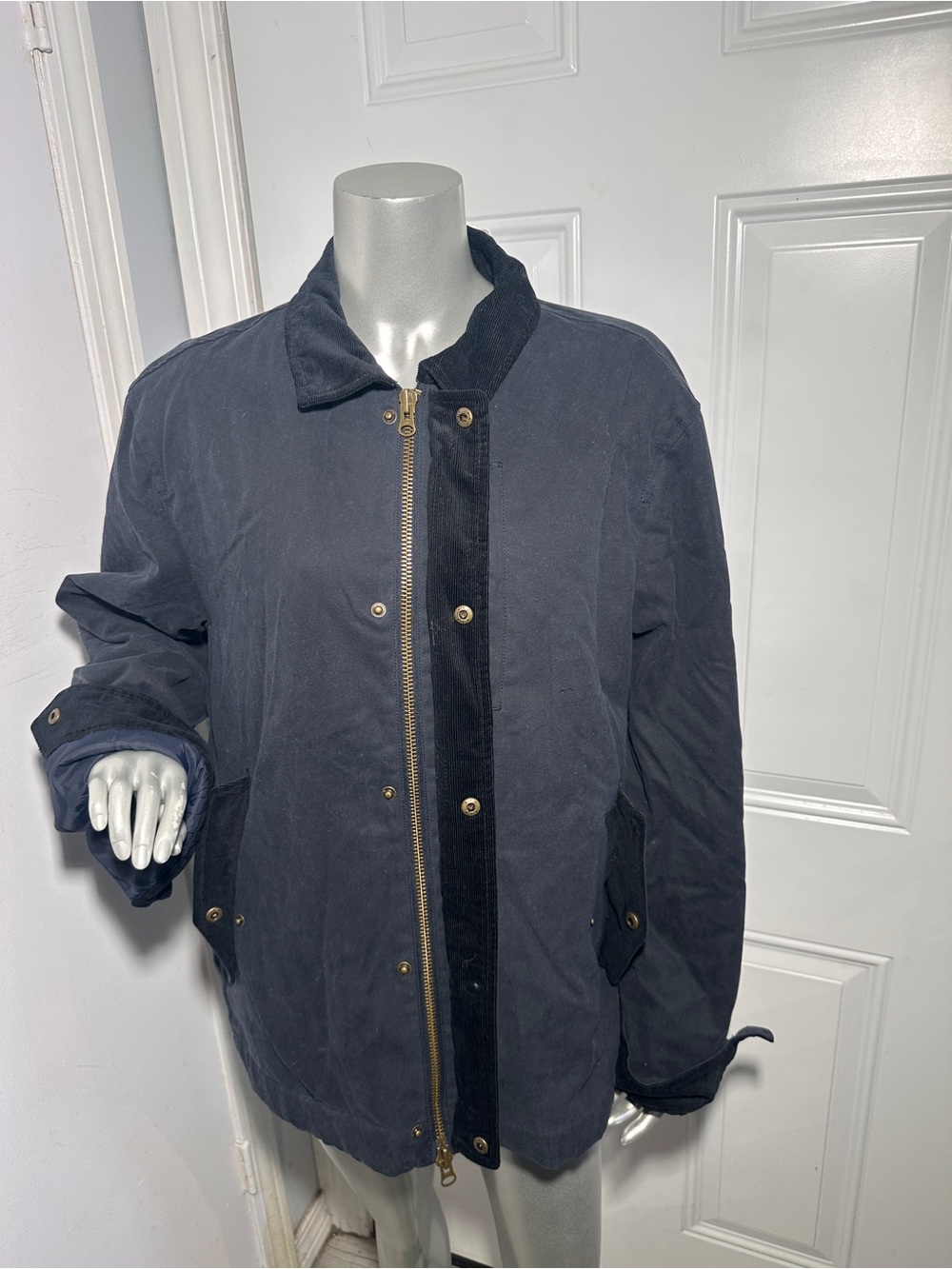 Marine Layer Navy Blue Field Jacket with Corduroy Trim - Picture 7 of 15